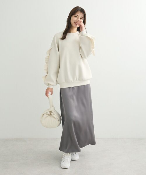 Green　Parks（グリーンパークス）の「・Petit Fleur サテンフレアスカート（スカート・レディース・ピンク/ブラック/オフホワイト/グレー・FREE）」の11枚目の写真