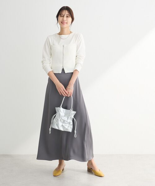 Green　Parks（グリーンパークス）の「・Petit Fleur サテンフレアスカート（スカート・レディース・ピンク/ブラック/オフホワイト/グレー・FREE）」の13枚目の写真