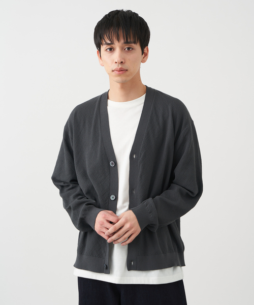 B.C STOCK(ベーセーストック)の「ストロングツイスト コットンライクカーディガン(カーディガン/ボレロ・メンズ・チャコールグレー/ブラック・MEDIUM/LARGE)」の1枚目の写真