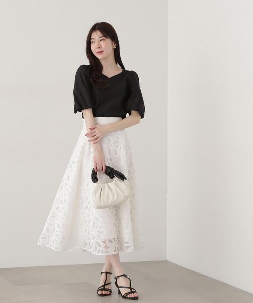 PROPORTION BODY DRESSING(プロポーションボディドレッシング)の「ハートカットバルーンスリーブブラウス / 1215110303(シャツ/ブラウス・レディース・ピンク/ホワイト系その他/ブラック・SMALL/MEDIUM)」の8枚目の写真