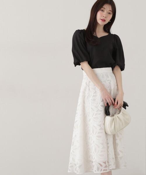 PROPORTION BODY DRESSING(プロポーションボディドレッシング)の「ハートカットバルーンスリーブブラウス / 1215110303(シャツ/ブラウス・レディース・ピンク/ホワイト系その他/ブラック・SMALL/MEDIUM)」の9枚目の写真