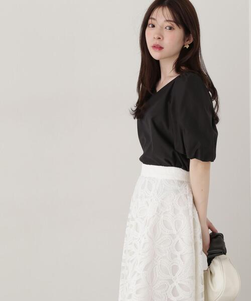 PROPORTION BODY DRESSING(プロポーションボディドレッシング)の「ハートカットバルーンスリーブブラウス / 1215110303(シャツ/ブラウス・レディース・ピンク/ホワイト系その他/ブラック・SMALL/MEDIUM)」の1枚目の写真