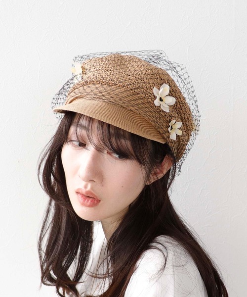 セール】【ばら色の帽子】小花ベールキャス（キャスケット）｜Barairo