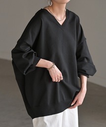 軽やか Vネック オーバーサイズスポンジニット