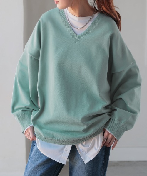 HUG.U(ハグユー)の「軽やか Vネック オーバーサイズスポンジニット(ニット/セーター・レディース・ラベンダー/ライトベージュ/ホワイト/ブラック/イエロー/ミント/スモークピンク/グレー/ブラック系その他/グリーン系その他/ホワイト系その他・FREE)」の16枚目の写真