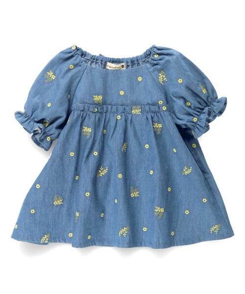 BRANSHES（ブランシェス）の「【おそろい】ミモザ刺繍チュニック（シャツ/ブラウス・キッズ・ブルー/オフホワイト・130/120/110/100/150/140/80/90）」の12枚目の写真