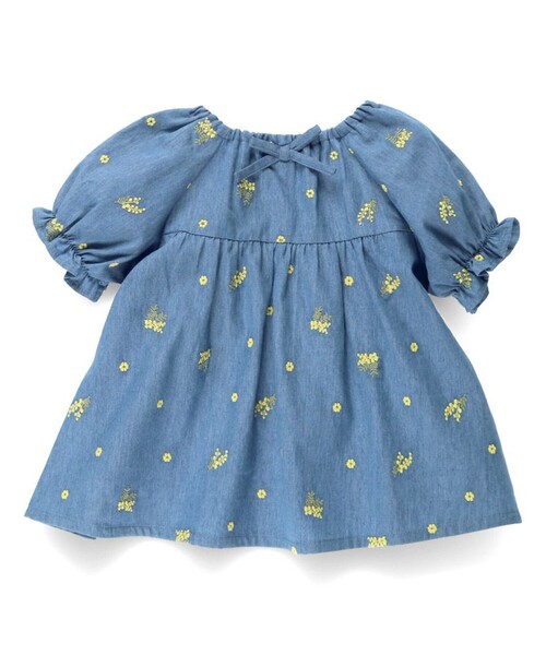 BRANSHES（ブランシェス）の「【おそろい】ミモザ刺繍チュニック（シャツ/ブラウス・キッズ・ブルー/オフホワイト・130/120/110/100/150/140/80/90）」の8枚目の写真