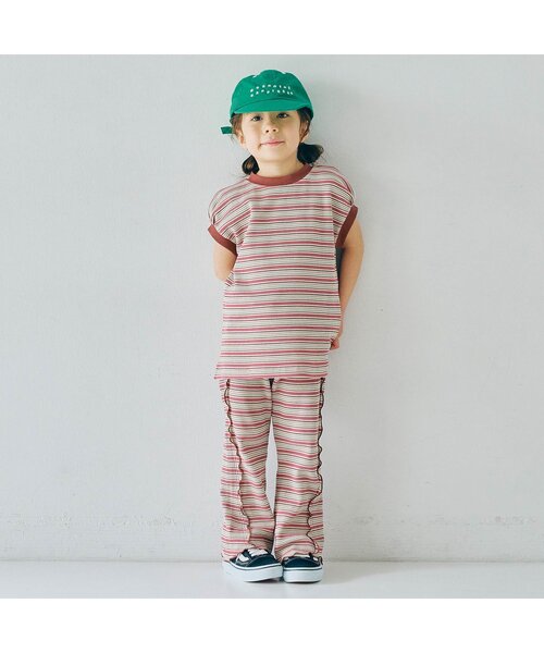 p.premier（ピードットプルミエ）の「【ジュニア対応】マルチボーダーワッフルトップス（Tシャツ/カットソー・キッズ・パープル/ブラウン/ブルー・140/130/120/110/100/90/80）」の12枚目の写真