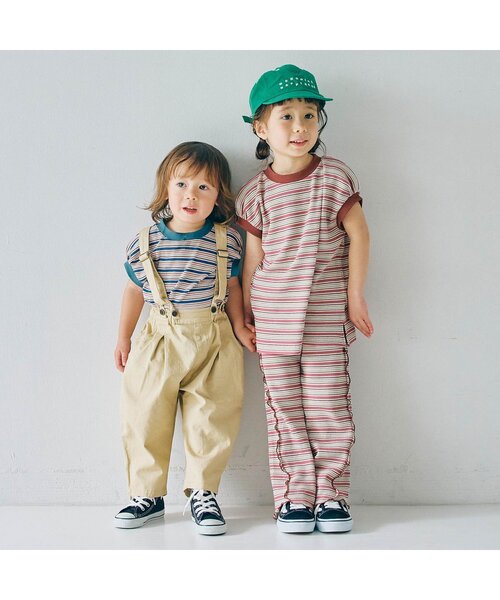 p.premier（ピードットプルミエ）の「【ジュニア対応】マルチボーダーワッフルトップス（Tシャツ/カットソー・キッズ・パープル/ブラウン/ブルー・140/130/120/110/100/90/80）」の14枚目の写真