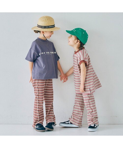 p.premier（ピードットプルミエ）の「【ジュニア対応】マルチボーダーワッフルトップス（Tシャツ/カットソー・キッズ・パープル/ブラウン/ブルー・140/130/120/110/100/90/80）」の15枚目の写真