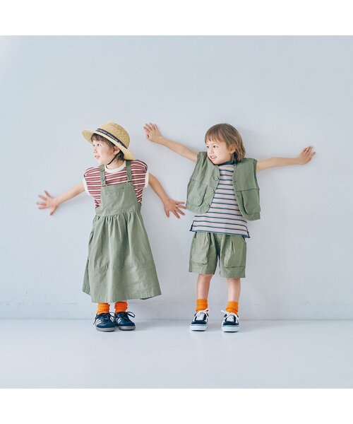 p.premier（ピードットプルミエ）の「【ジュニア対応】マルチボーダーワッフルトップス（Tシャツ/カットソー・キッズ・パープル/ブラウン/ブルー・140/130/120/110/100/90/80）」の17枚目の写真