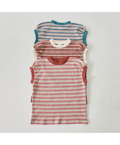 p.premier（ピードットプルミエ）の「【ジュニア対応】マルチボーダーワッフルトップス（Tシャツ/カットソー・キッズ・パープル/ブラウン/ブルー・140/130/120/110/100/90/80）」の18枚目の写真