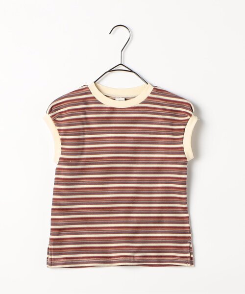 p.premier（ピードットプルミエ）の「【ジュニア対応】マルチボーダーワッフルトップス（Tシャツ/カットソー・キッズ・パープル/ブラウン/ブルー・140/130/120/110/100/90/80）」の21枚目の写真