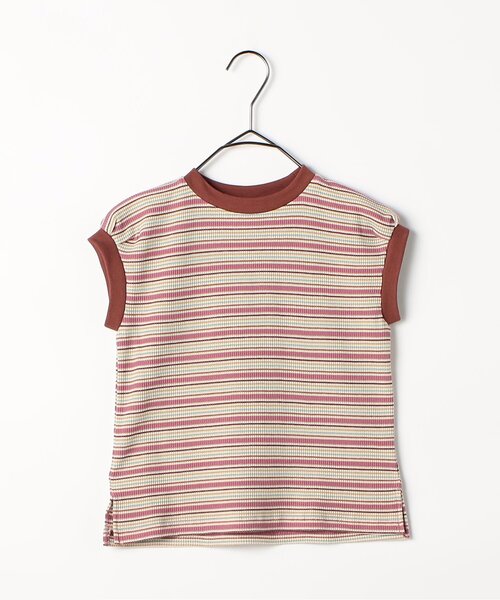 p.premier（ピードットプルミエ）の「【ジュニア対応】マルチボーダーワッフルトップス（Tシャツ/カットソー・キッズ・パープル/ブラウン/ブルー・140/130/120/110/100/90/80）」の22枚目の写真