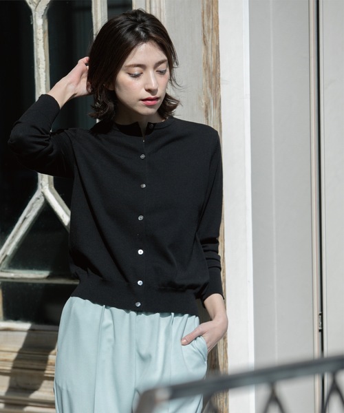 OPAQUE.CLIP（オペークドットクリップ）の「クルーネックニットカーディガン/オーガニックコットン混【UV/洗濯機洗い可】（カーディガン/ボレロ・レディース・ホワイト/ブラック/ピンク系/ネイビー・36/38/40/42）」の17枚目の写真