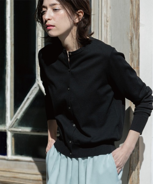 OPAQUE.CLIP（オペークドットクリップ）の「クルーネックニットカーディガン/オーガニックコットン混【UV/洗濯機洗い可】（カーディガン/ボレロ・レディース・ホワイト/ブラック/ピンク系/ネイビー・36/38/40/42）」の18枚目の写真