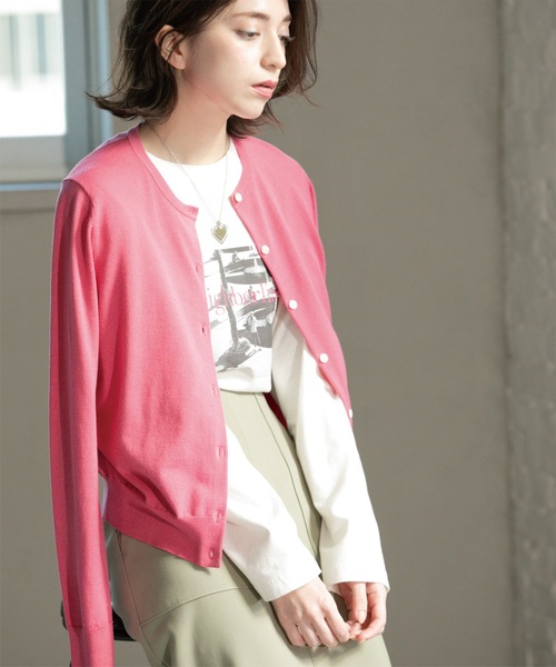 OPAQUE.CLIP（オペークドットクリップ）の「クルーネックニットカーディガン/オーガニックコットン混【UV/洗濯機洗い可】（カーディガン/ボレロ・レディース・ホワイト/ブラック/ピンク系/ネイビー・36/38/40/42）」の19枚目の写真