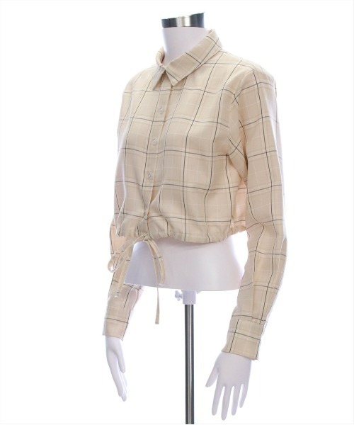 clear（クリア）の「チェック柄ショート丈シャツ［大人カジュアル］（シャツ/ブラウス・レディース・ブラック/サックスブルー/ベージュ・F）」の8枚目の写真