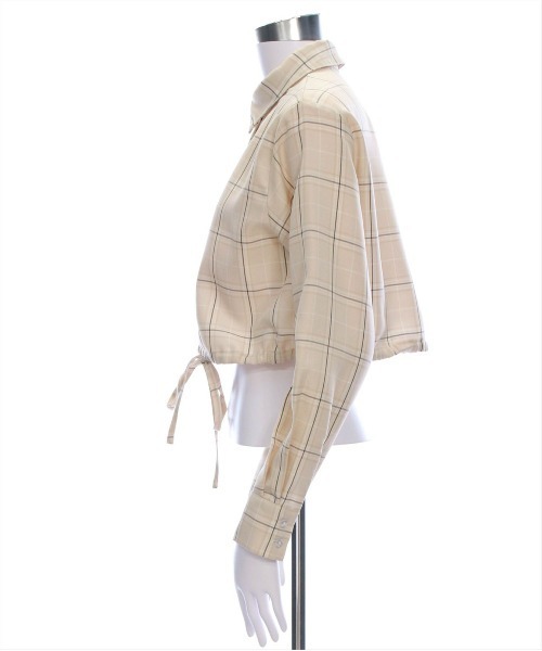 clear（クリア）の「チェック柄ショート丈シャツ［大人カジュアル］（シャツ/ブラウス・レディース・ブラック/サックスブルー/ベージュ・F）」の9枚目の写真