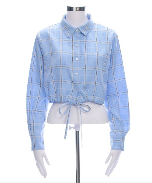 clear（クリア）の「チェック柄ショート丈シャツ［大人カジュアル］（シャツ/ブラウス・レディース・ブラック/サックスブルー/ベージュ・F）」の16枚目の写真