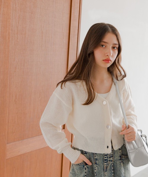 GLOBAL WORK（グローバルワーク）の「my color ラメVカーデ/309342（カーディガン/ボレロ・キッズ・サックスブルー/オフホワイト/イエロー・160cm/150cm/140cm/130cm）」の8枚目の写真