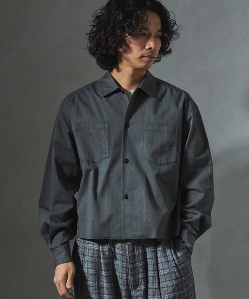 JOURNAL STANDARD relume(ジャーナルスタンダード レリューム)の「【ZOZO限定】T/C TWILL クロップドL/S(シャツ/ブラウス・メンズ・チャコール/ブラック/カーキ/アイボリー・XS/S/M/L/XL)」の3枚目の写真