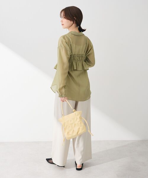 Green　Parks（グリーンパークス）の「SET2点フリルビスチェ＋シャツチュニック（シャツ/ブラウス・レディース・ブルー/チャコールグレー/ライトグリーン・FREE）」の7枚目の写真