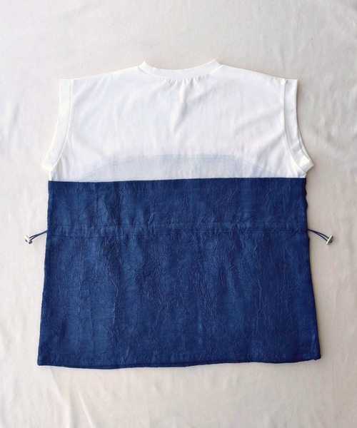 セール】デニム風シワ加工ドッキングTシャツ（Tシャツ