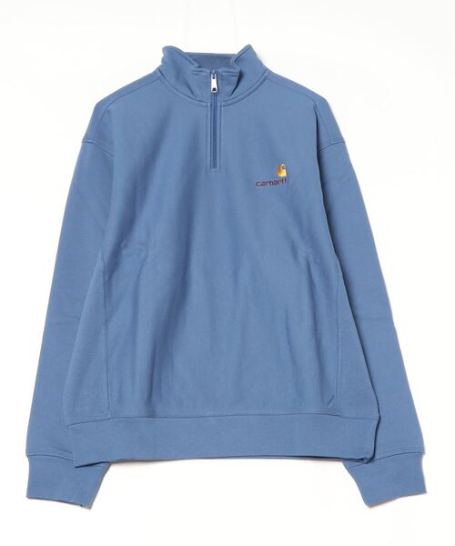 Carhartt WIP(カーハートダブリューアイピー)の「HALF ZIP AMERICAN SCRIPT SWEAT(スウェット・メンズ・キナリ/アッシュ/ダークオレンジ/ライトブルー/ブラック・MEDIUM/X-LARGE/LARGE/SMALL)」の4枚目の写真