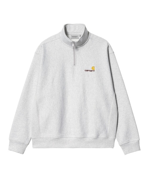Carhartt WIP(カーハートダブリューアイピー)の「HALF ZIP AMERICAN SCRIPT SWEAT(スウェット・メンズ・キナリ/アッシュ/ダークオレンジ/ライトブルー/ブラック・MEDIUM/X-LARGE/LARGE/SMALL)」の3枚目の写真