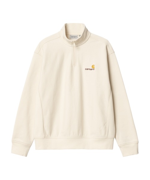 Carhartt WIP(カーハートダブリューアイピー)の「HALF ZIP AMERICAN SCRIPT SWEAT(スウェット・メンズ・キナリ/アッシュ/ダークオレンジ/ライトブルー/ブラック・MEDIUM/X-LARGE/LARGE/SMALL)」の2枚目の写真
