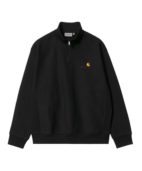 Carhartt WIP(カーハートダブリューアイピー)の「HALF ZIP AMERICAN SCRIPT SWEAT(スウェット・メンズ・キナリ/アッシュ/ダークオレンジ/ライトブルー/ブラック・MEDIUM/X-LARGE/LARGE/SMALL)」の1枚目の写真