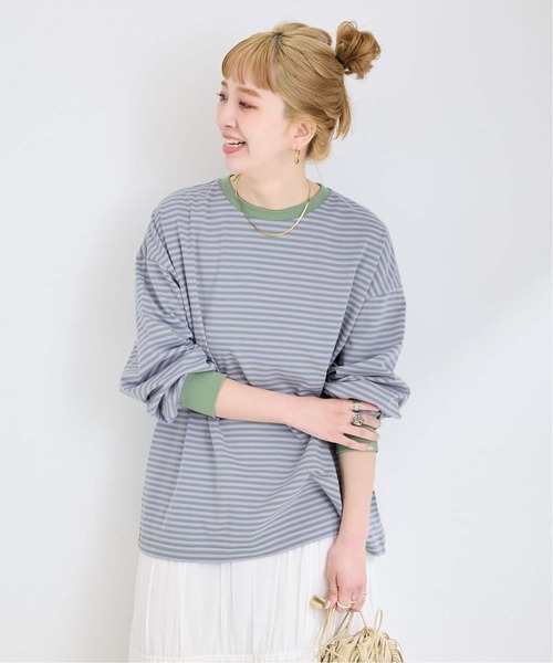 B.C STOCK(ベーセーストック)の「《追加2》【WEB限定】ボーダーロンTEE(Tシャツ/カットソー・レディース・パープル・FREE)」の16枚目の写真