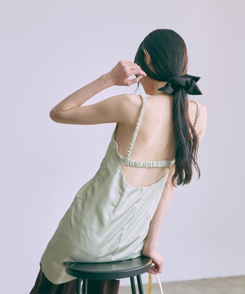 EN NEUME(エンノイム)の「Vintage Satin Mini Cami Dress(ワンピース・レディース・ミント/レッド/アイボリー・FREE)」の7枚目の写真