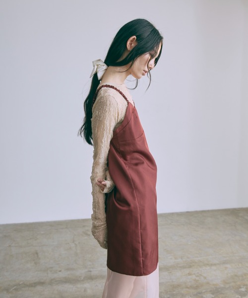 EN NEUME(エンノイム)の「Vintage Satin Mini Cami Dress(ワンピース・レディース・ミント/レッド/アイボリー・FREE)」の12枚目の写真