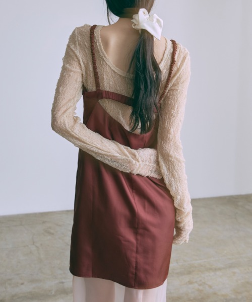 EN NEUME(エンノイム)の「Vintage Satin Mini Cami Dress(ワンピース・レディース・ミント/レッド/アイボリー・FREE)」の14枚目の写真
