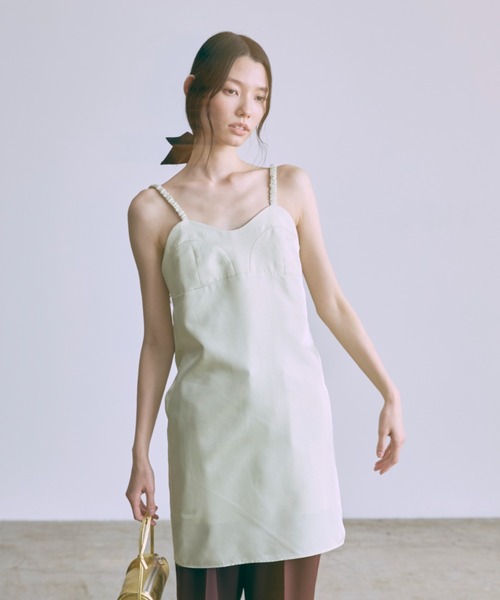 EN NEUME(エンノイム)の「Vintage Satin Mini Cami Dress(ワンピース・レディース・ミント/レッド/アイボリー・FREE)」の5枚目の写真