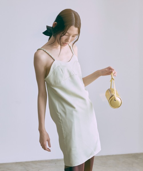 EN NEUME(エンノイム)の「Vintage Satin Mini Cami Dress(ワンピース・レディース・ミント/レッド/アイボリー・FREE)」の4枚目の写真