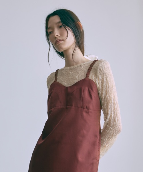 EN NEUME(エンノイム)の「Vintage Satin Mini Cami Dress(ワンピース・レディース・ミント/レッド/アイボリー・FREE)」の13枚目の写真