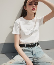 マルチデザインシルバー箔プリントTシャツ