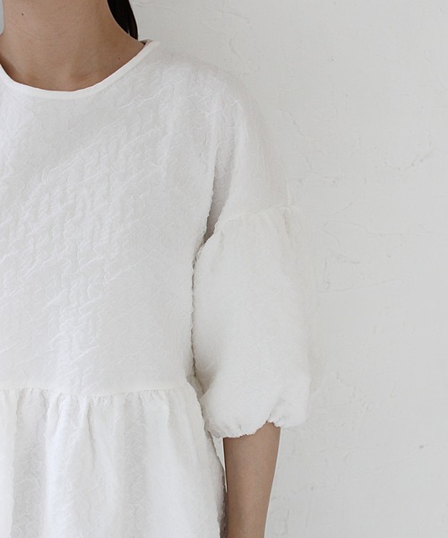 StyleSea（スタイルシー）の「ふくれジャガードデザイントップス（Tシャツ/カットソー・レディース・ブラック/オフホワイト・FREE）」の15枚目の写真