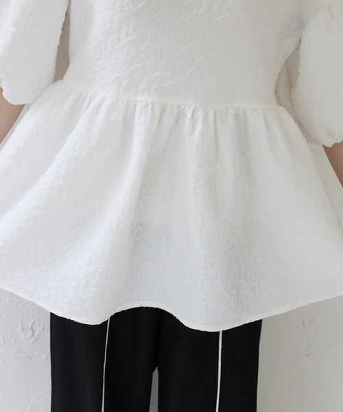 StyleSea（スタイルシー）の「ふくれジャガードデザイントップス（Tシャツ/カットソー・レディース・ブラック/オフホワイト・FREE）」の16枚目の写真