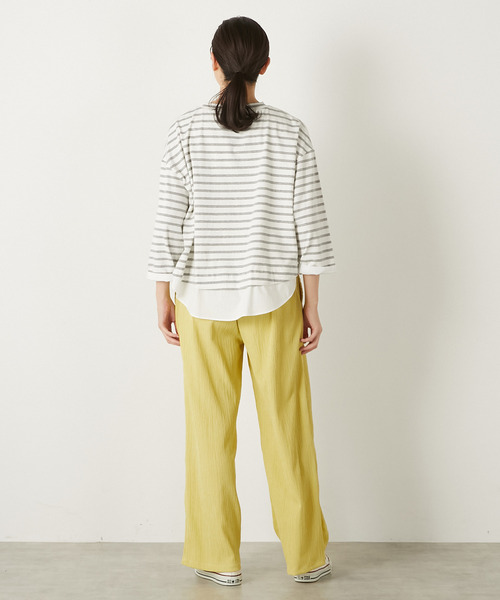 MELROSE claire(メルローズ クレール)の「【ふくれ地柄カットストレートパンツ】(その他パンツ・レディース・ブラック/アイボリー/イエロー・FREE)」の12枚目の写真