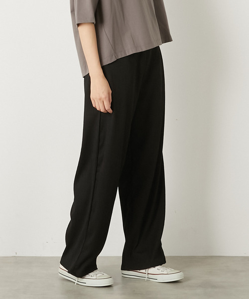 MELROSE claire(メルローズ クレール)の「【ふくれ地柄カットストレートパンツ】(その他パンツ・レディース・ブラック/アイボリー/イエロー・FREE)」の4枚目の写真