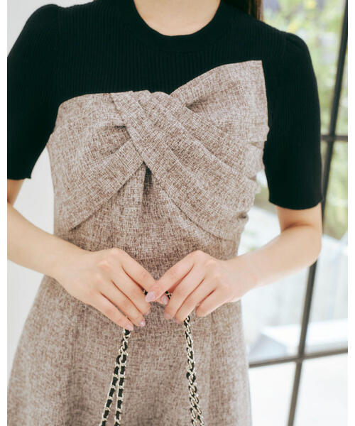 PROPORTIONBODYDRESSINGリボンディテールドッキングワンピース プロポーションボディドレッシング PROPORTION BODY DRESSING