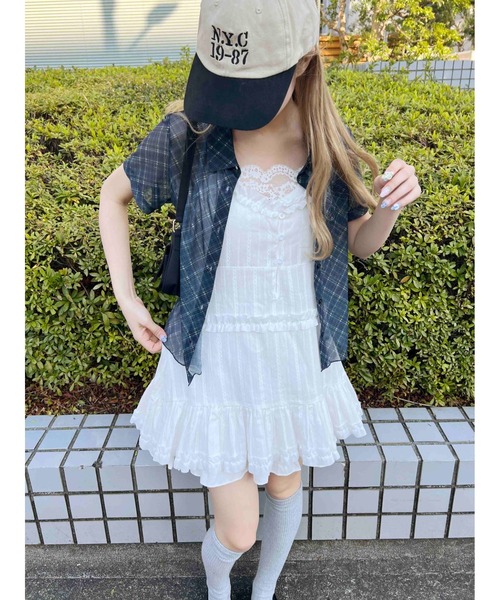 WC（ダブル シー）の「フリルデザインミニワンピース（ワンピース・レディース・ホワイト/ブラック・FREE）」の9枚目の写真