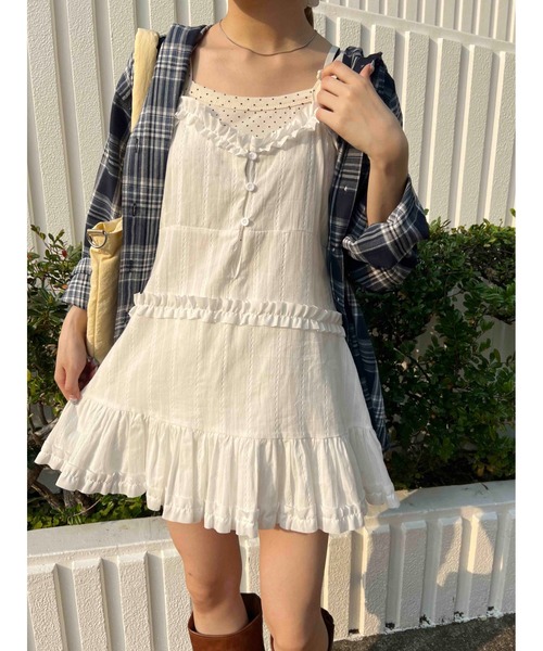 【UGG】ワンピース　ホワイト　ミニワンピース　新品未使用 UGG（アグ）の「UGG@mos ダブルガーゼ キャミワンピース（ルーム