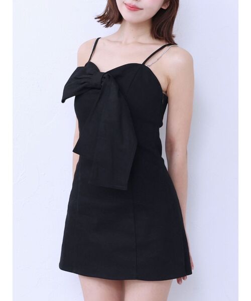 EATME(イートミー)の「ストーンストラップリボンワンピース(ワンピース・レディース・ピンク/ブラック/アイボリー/ブルー・MEDIUM/SMALL)」の3枚目の写真