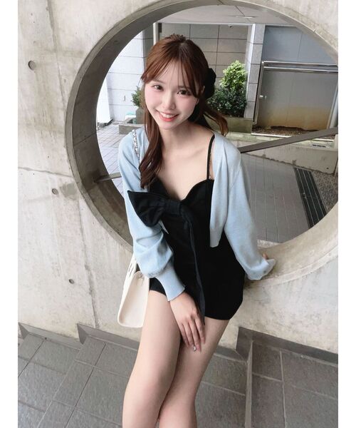 EATME(イートミー)の「ストーンストラップリボンワンピース(ワンピース・レディース・ピンク/ブラック/アイボリー/ブルー・MEDIUM/SMALL)」の8枚目の写真