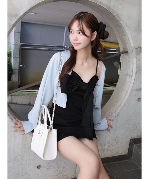 EATME(イートミー)の「ストーンストラップリボンワンピース(ワンピース・レディース・ピンク/ブラック/アイボリー/ブルー・MEDIUM/SMALL)」の10枚目の写真